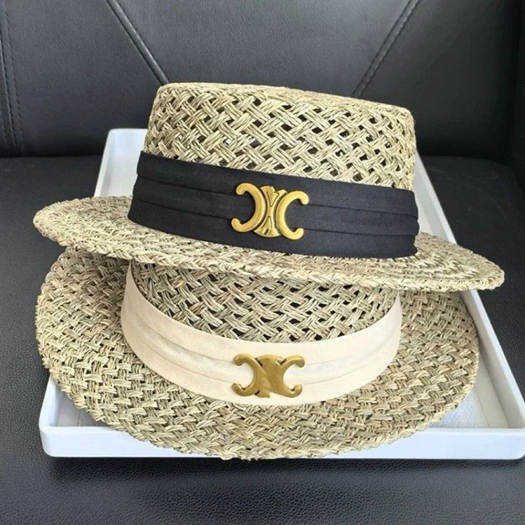 Celine hand-woven flat-top sun hat